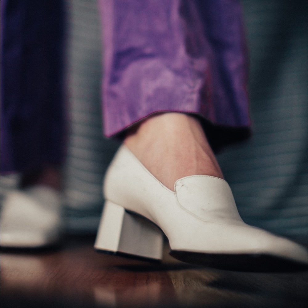 White retro slip ons
